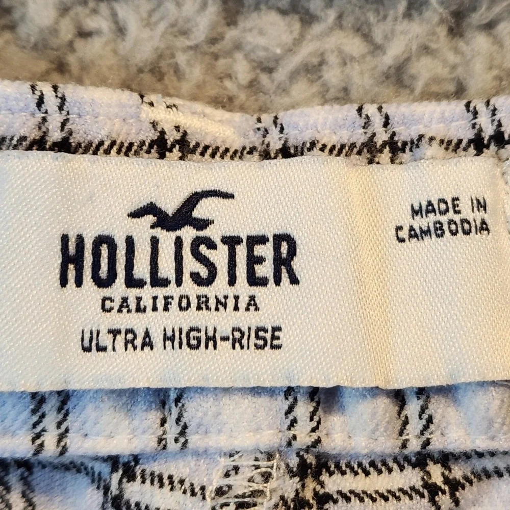 Hollister Pants Womens S (Fits 26x29) White Check‎ Pleated High Rise Office